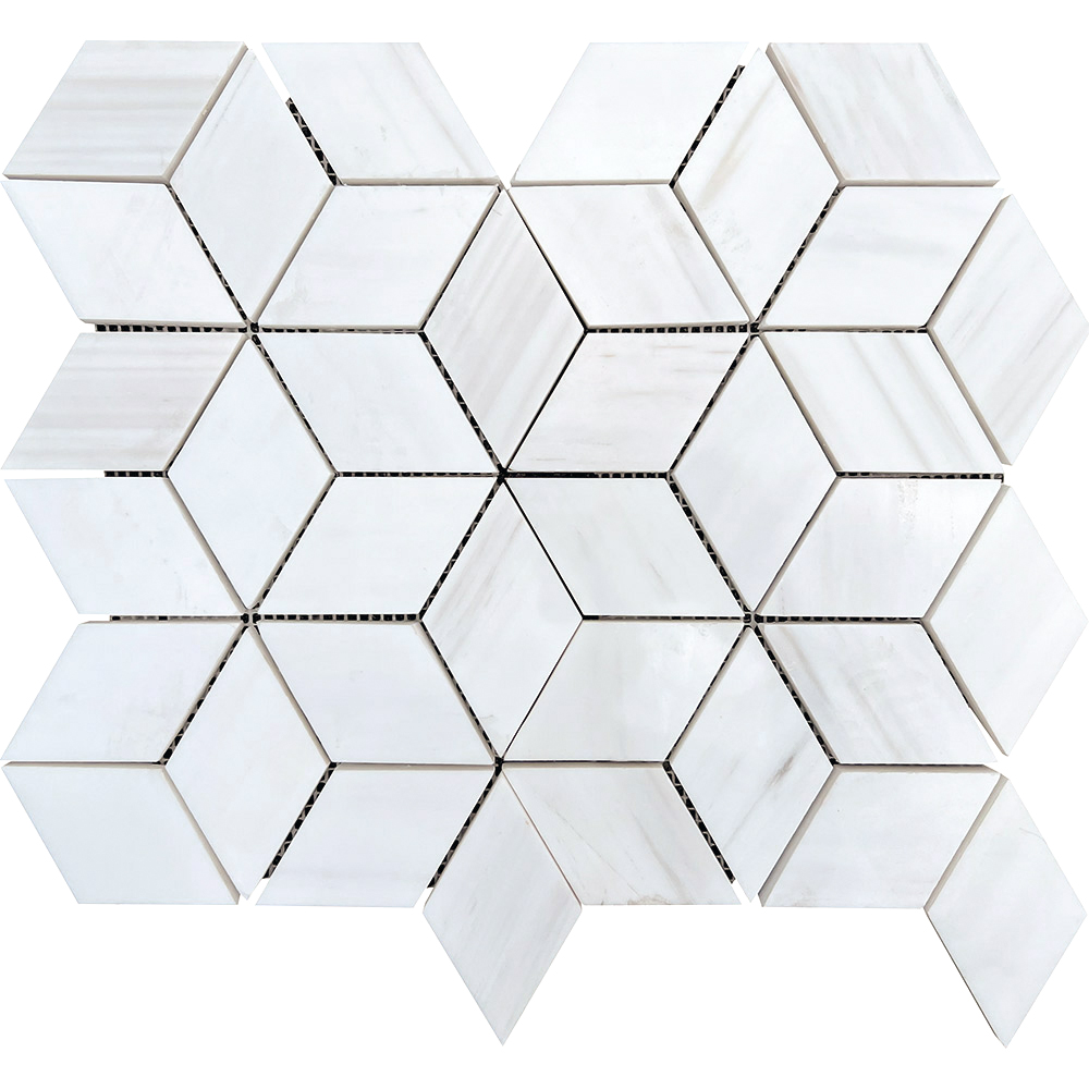 Dolomite Polished Marble 3D Rhombus Mosaic