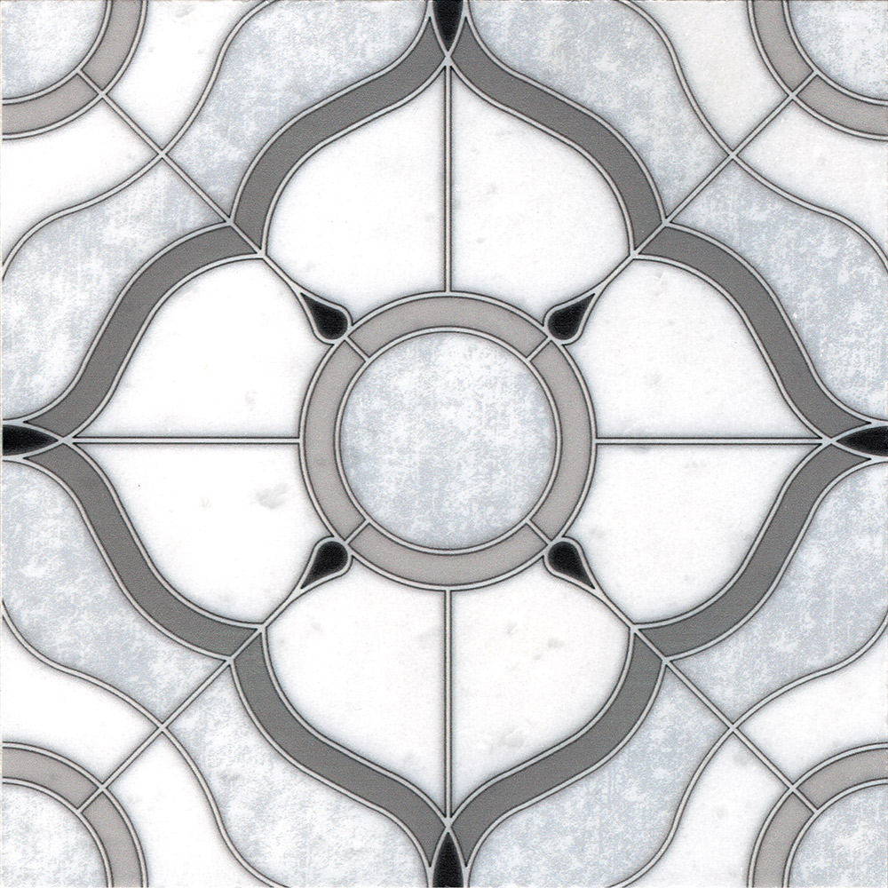 PNM-08 Polished Marble Painted Tile 8″x8″