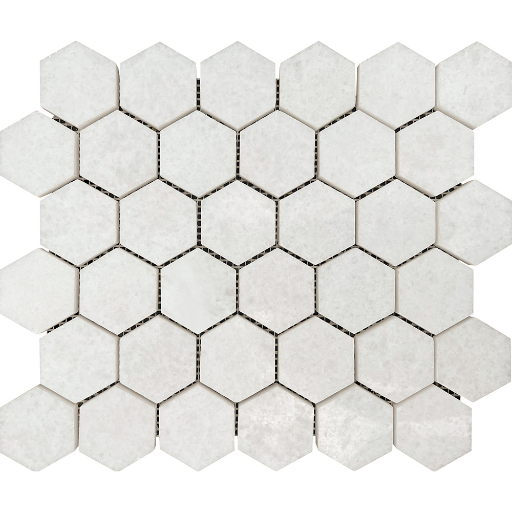 Suzuko Crystal White Polished Marble Hexagon Mosaic